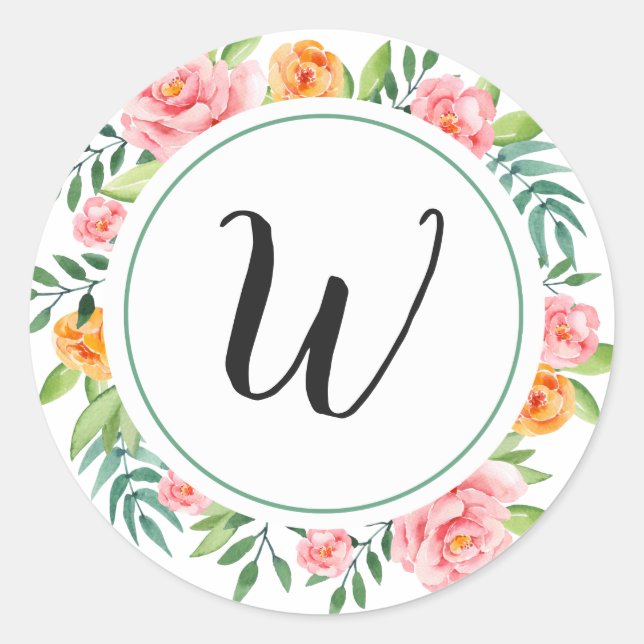 Happy Flowers Monogram Stickers (Front)