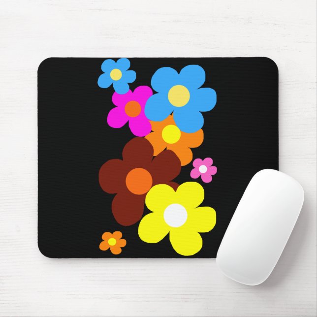 Happy Flowers  Mouse Mat (With Mouse)
