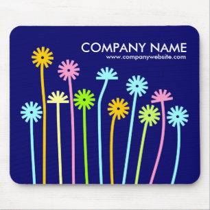 Happy Flowers (Navy Blue) Promotional Mouse Mat