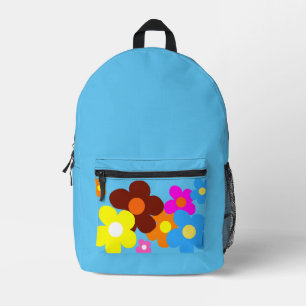 Happy Flowers Pale Sky Blue Printed Backpack