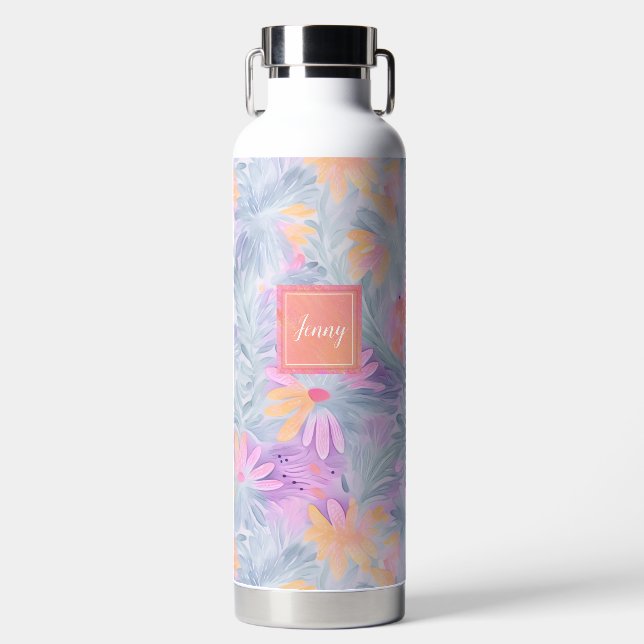 Happy Flowers Pastels No Plastic Water Bottle (Front)
