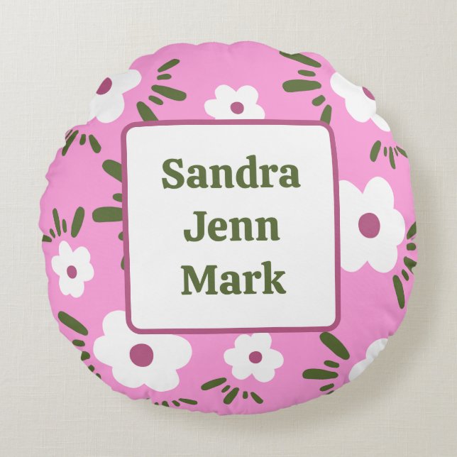 Happy Flowers Round Cushion (Front)