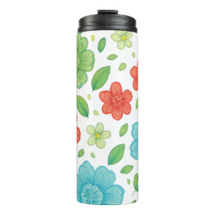 Happy Flowers & Smiling Creatures Digital Print - Thermal Tumbler