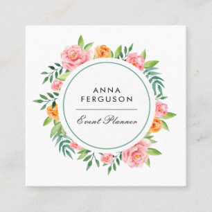 Happy Flowers   Square Business Card