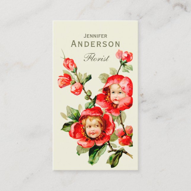 Happy flowers Sweet girls in flower heads CC1216 Business Card (Front)