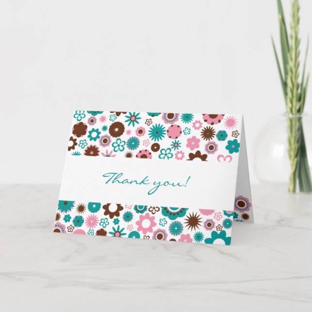 Happy Flowers Thank You Card (Front)