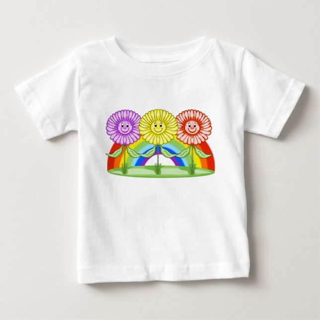 Happy Flowers Toddler Ruffle Tee (Front)
