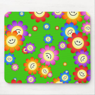 Happy Flowers Wallpaper Mouse Mat