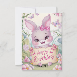 Happy Fluffy Bunny Digital Birthday Card