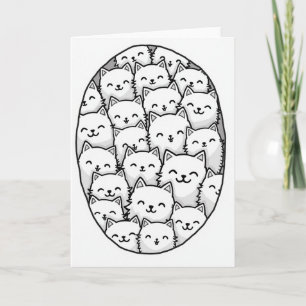 Happy Fluffy Cats Oval Frame Card