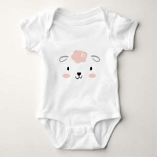 Happy Fluffy Pink Baby Sheep Face Bodysuit