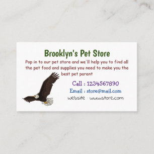 Happy flying bald eagle cartoon business card