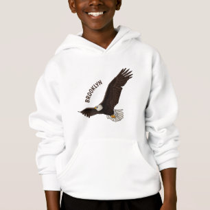 Happy flying bald eagle cartoon illustration
