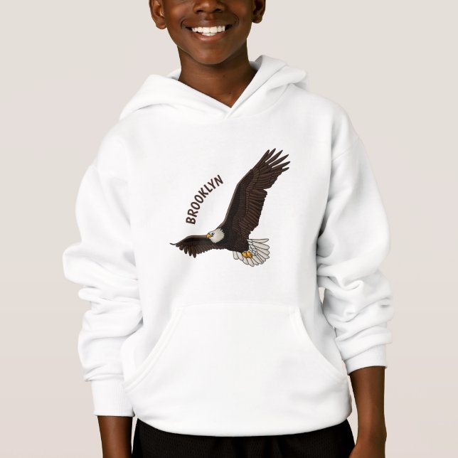 Happy flying bald eagle cartoon illustration (Front)