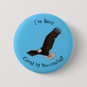 Happy flying bald eagle cartoon illustration 6 cm round badge