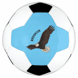 Happy flying bald eagle cartoon illustration football