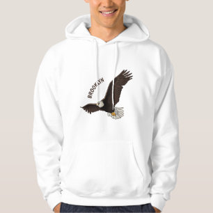 Happy flying bald eagle cartoon illustration hoodie
