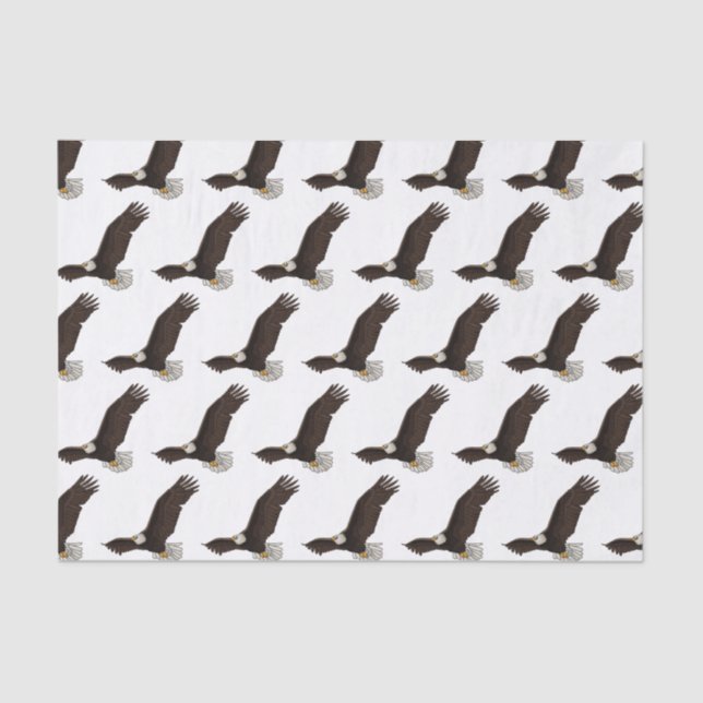 Happy flying bald eagle cartoon illustration tissue paper (Front)