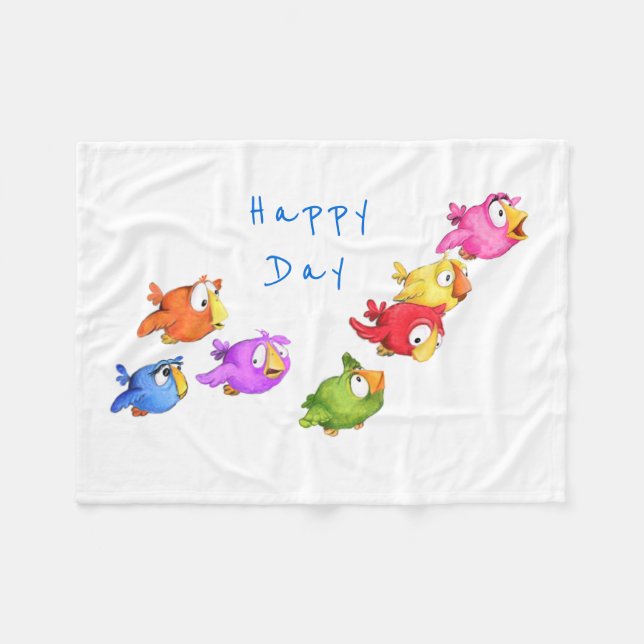 Happy Flying Birds Baby Fleece Blanket Sparrows (Front (Horizontal))