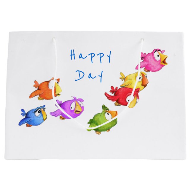 Happy Flying Birds Gift Bag - Custom Text (Front)