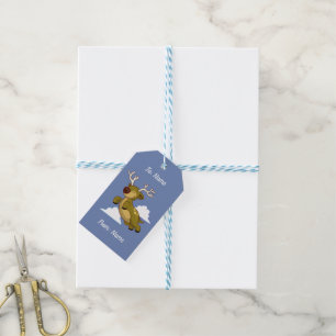 Happy Flying Christmas Reindeer Gift Tags