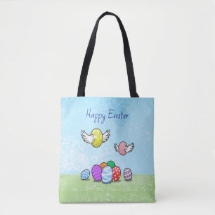 Happy Flying Easter Eggs Tote Bag