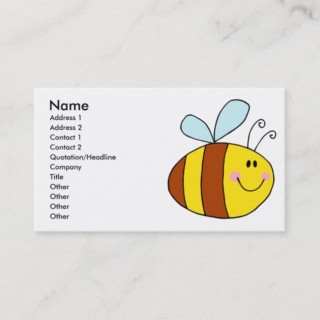 happy flying honeybee honey bee cartoon business card (Front)