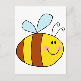 happy flying honeybee honey bee cartoon postcard