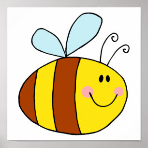happy flying honeybee honey bee cartoon poster