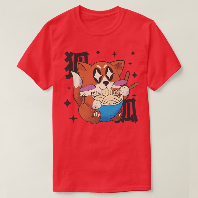 Happy Fo Eating Ramen Japan Style Kawaii Anime Fo  T-Shirt (Design Front)