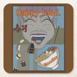 Happy food paper undercoasters square paper coaster