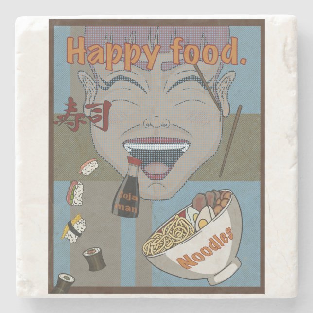 Happy food stone coaster (Front)