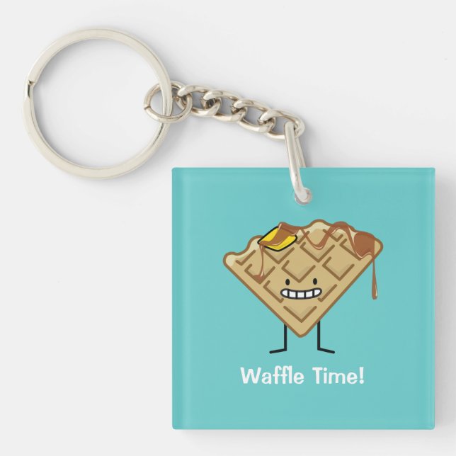 Happy Foods Design - Cute Adorable Food Happy Waff Key Ring (Front)