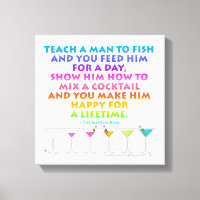 Happy for a Lifetime Martini Zen Wrapped Canvas