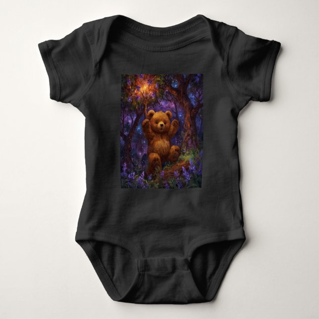 Happy Forest Teddy Bear Art Baby Bodysuit (Front)