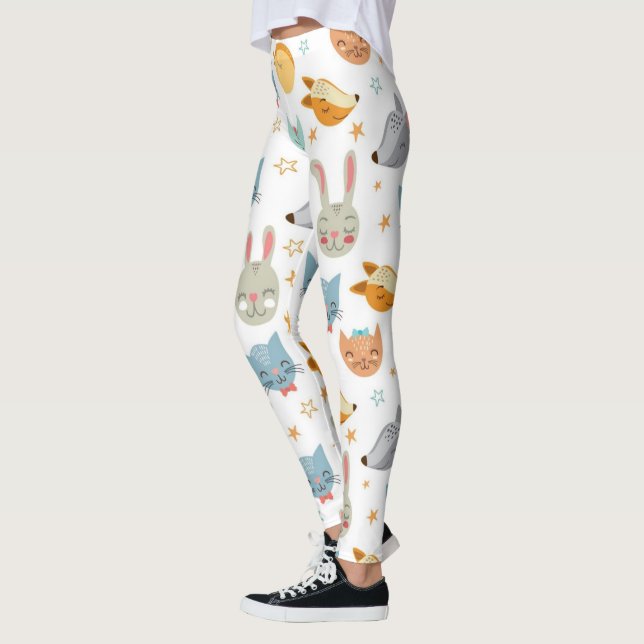 Happy Forrest Animals Pattern Leggings (Left)