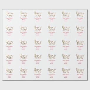 happy forty birthday name golden red bold letter r wrapping paper