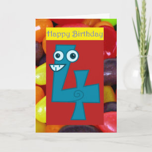 Happy fourth birthday 4th birthday turning four 4 card