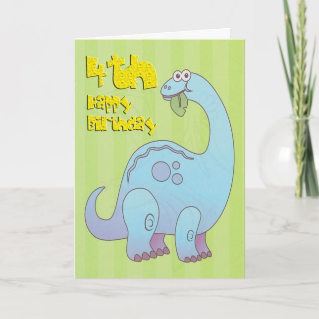Happy Fourth Birthday Dinosaur Card (Front)