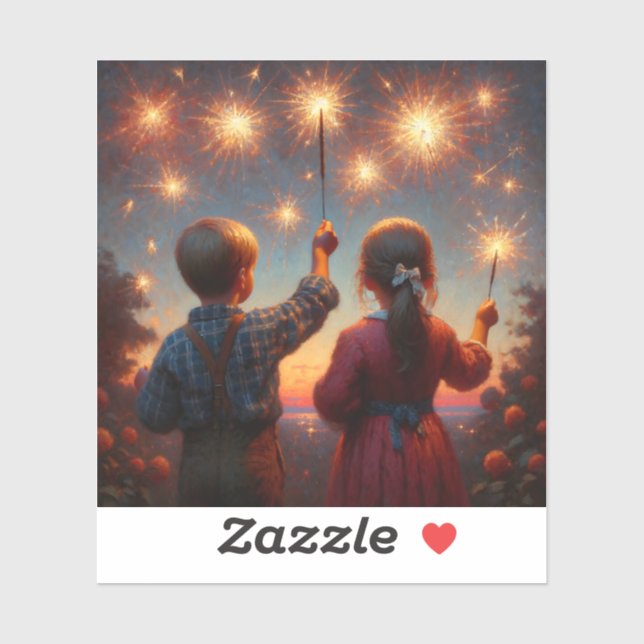 Happy Fourth Children with Sparklers Personalised (Sheet)