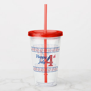 Happy Fourth of July 16oz. Clear Acrylic Tumbler