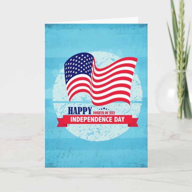 Happy Fourth of July American Flag Illustration Card (Front)
