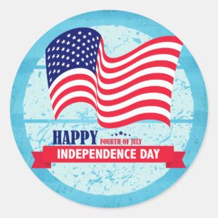 Happy Fourth of July American Flag Illustration Classic Round Sticker