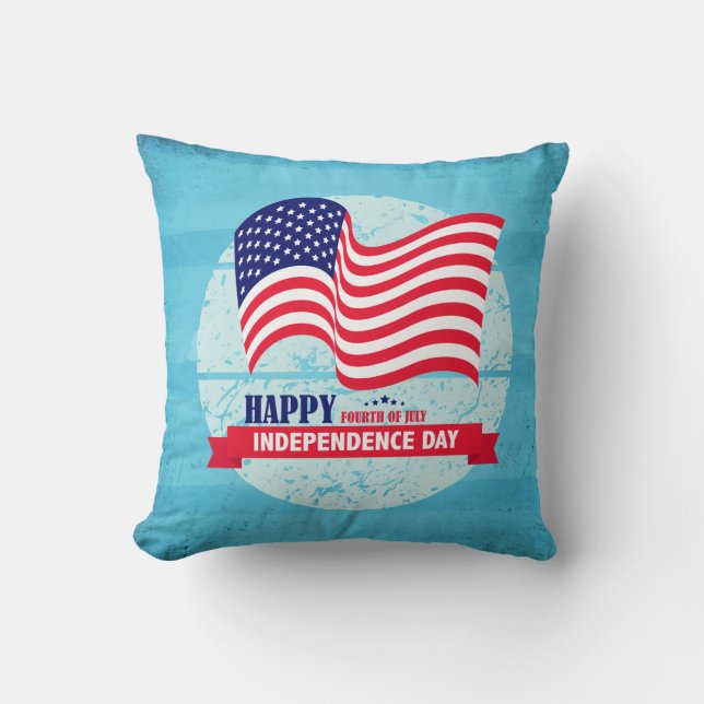 Happy Fourth of July American Flag Illustration Cushion (Front)
