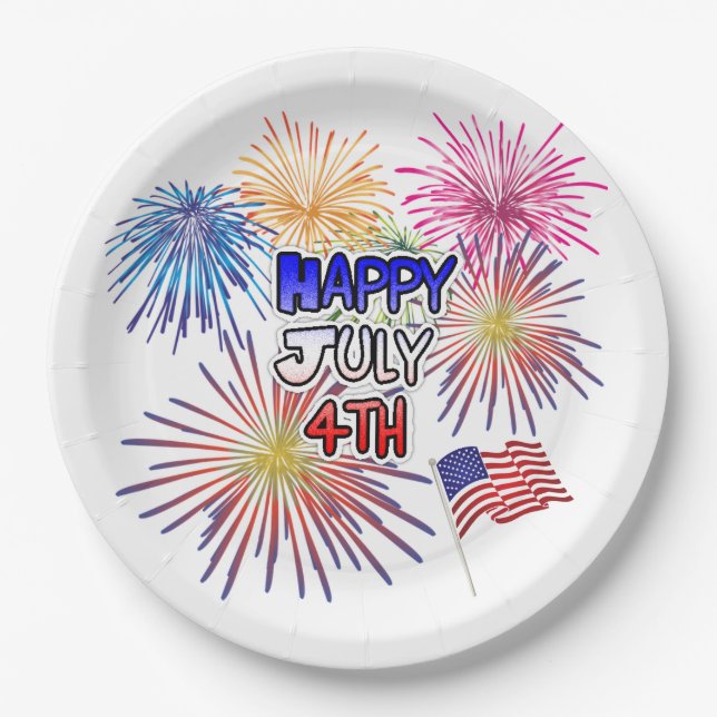 Happy Fourth of July Barbecue Party Paper Plate (Front)
