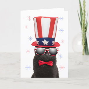 Happy Fourth of July Cool Cat in Sunglasses Humou Holiday Card