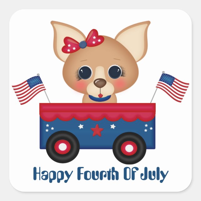 Happy Fourth Of July dog add message sticker (Front)