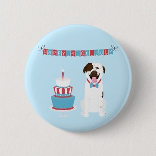 Happy Fourth of July Dog Red White Blue 6 Cm Round Badge