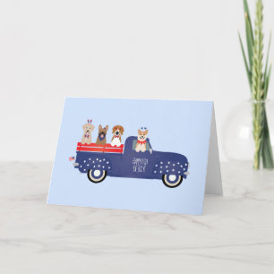 Happy Fourth Of July Dogs Pickup Truck Card