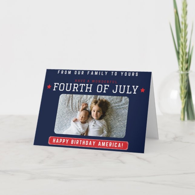 Happy Fourth Of July Family Photo Card (Front)